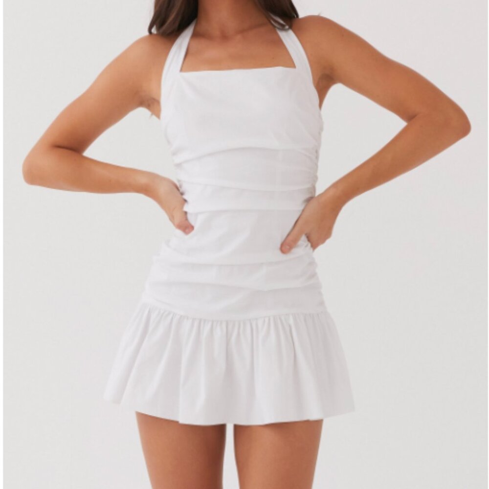 Cely Ruched Mini Dress - White
